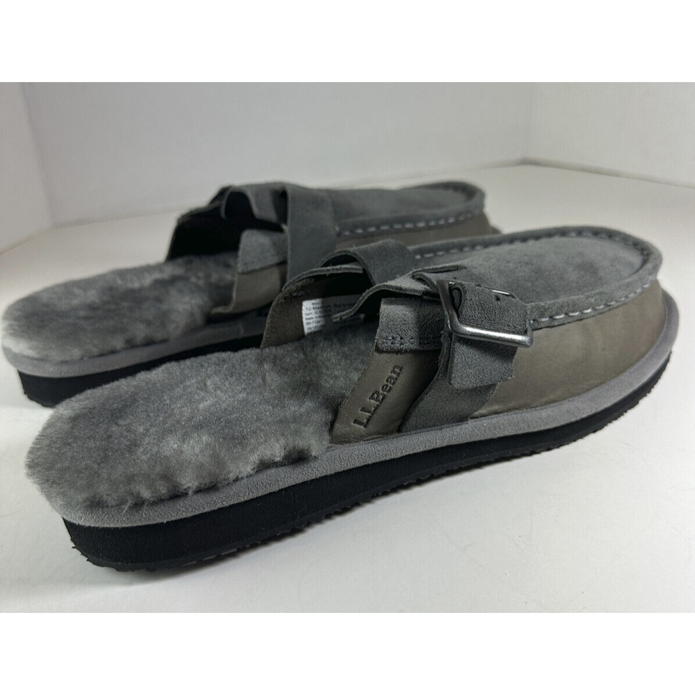 LL Bean Wicked Good Slipper Scuffs Shearling Lined Suede Leather Men's Size 10 - Picture 5 of 14